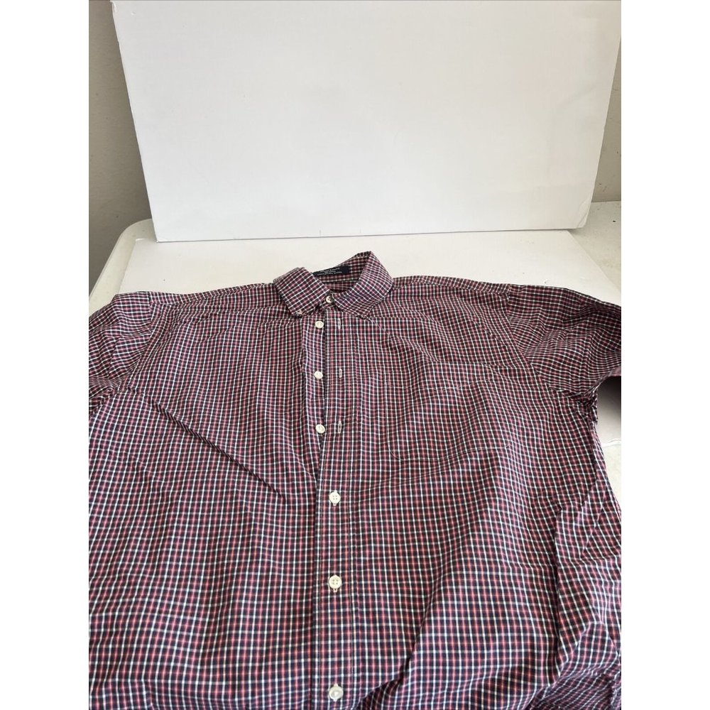 Daniel Cremieux Mens Button Down Shirt Size Small Blue Red Short Sleeve